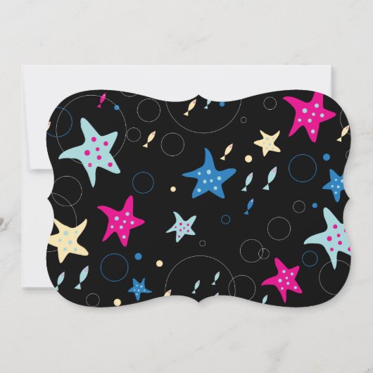 マーメイドスイムプールパープルシーライフ誕生日パーティー 招待状 (裏面)