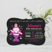 マーメイドスイムプールパープルシーライフ誕生日パーティー 招待状 (スタンド正面)