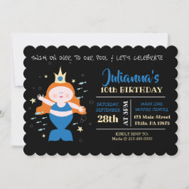 マーメイドスイムプールブルーシーライフ誕生日パーティー 招待状