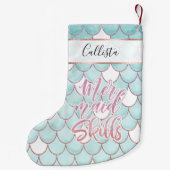 マーメイドスキルピンクブルー水の色パターはかりで測ン スモールクリスマスストッキング (裏面)