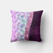 マーメイドスキンピンクシルバーフェイクグリッターモノグラム クッション (裏面)