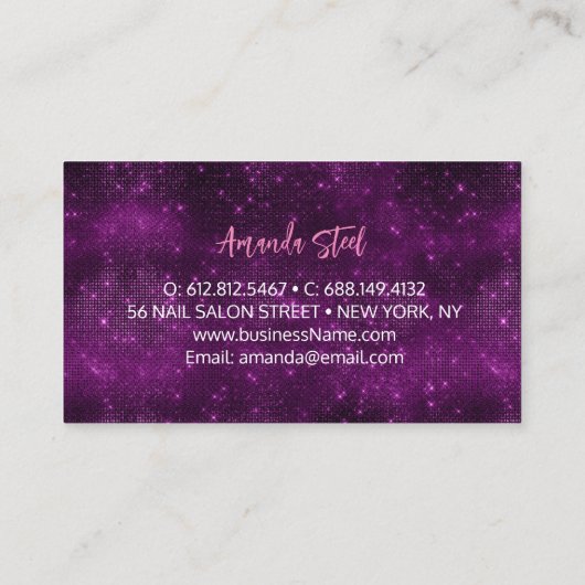 マーメイドスキンピンクシルバーフェイクグリッターモノグラム 名刺 (裏面)