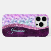 マーメイドスキンピンクシルバーフェイクグリッターモノグラム Case-Mate iPhoneケース (裏面 (横))