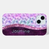 マーメイドスキンピンクシルバーフェイクグリッターモノグラムCas Case-Mate iPhoneケース (裏面 (横))