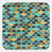 マーメイドスキンフィッシュはかりで測金ゴールドティール（緑がかった色）ターコイズ スクエアシール (正面)