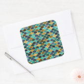 マーメイドスキンフィッシュはかりで測金ゴールドティール（緑がかった色）ターコイズ スクエアシール (封筒)