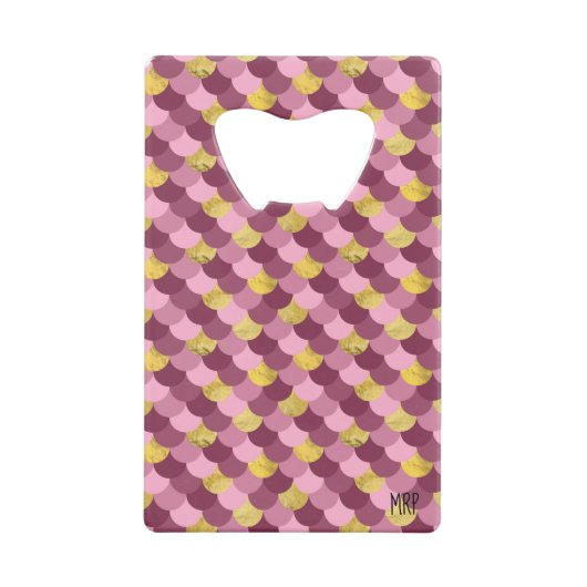 *~*マーメイドスキンフェイクゴールドフォイルマゼンタピンク クレジットカード栓抜き (裏面)