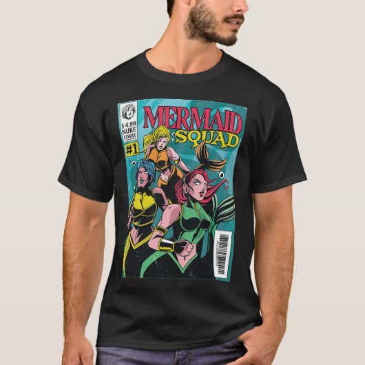 マーメイドスクワッド漫画ブックおもしろい動物 –  Tシャツ (正面)