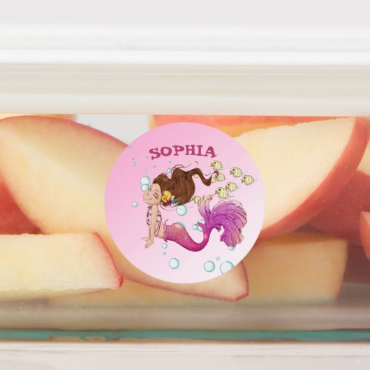 マーメイドスクールピンクブルーかわいいパーソナル ラベル (貼付)