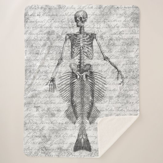 マーメイドスケルトンホワイトBG シェルパブランケット (正面)