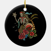 マーメイドスケルトン伝統的タトゥーオールドスクールハル セラミックオーナメント (裏面)