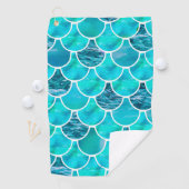 マーメイドスケールパターンターコイズグリーンブルー ゴルフタオル (インサイチュ)