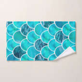 マーメイドスケールパターンターコイズミントグリーンブルー バスタオルセット (ハンドタオル)