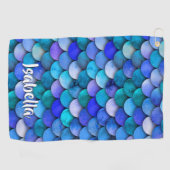 マーメイドスケールパターン青い紫の名前 ゴルフタオル (横)