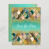 マーメイドスケールマルチカラーグラマラスチック セーブザデート 案内ポストカード (正面/裏面)