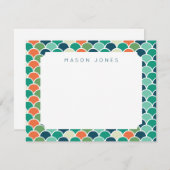 マーメイドスケールマルチカラーパーソナライズ子供用 ノートカード (正面/裏面)