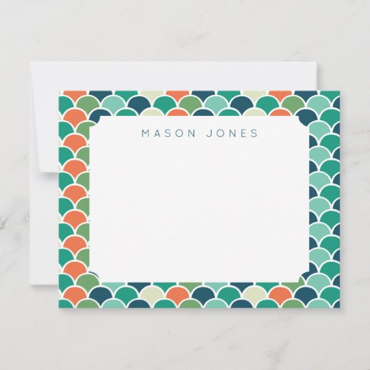 マーメイドスケールマルチカラー子供用パーソナライズ ノートカード (正面)
