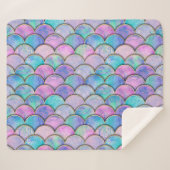 マーメイドスケール日本のの水彩パターン シェルパブランケット (正面(横))