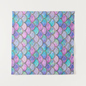 マーメイドスケール日本のの水彩パターン タペストリー (正面(横))