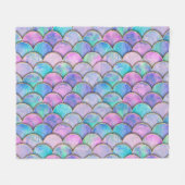 マーメイドスケール日本のの水彩パターン フリースブランケット (正面(横))