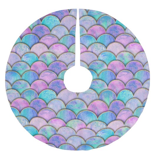 マーメイドスケール日本のの水彩パターン ブラッシュドポリエステルツリースカート (正面)