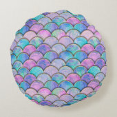 マーメイドスケール日本のの水彩パターン ラウンドクッション (裏面)