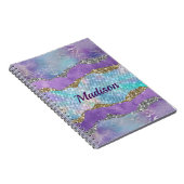 マーメイドスタイリッシュキラキラ紫ターコイズモノグラム ノートブック (右側)