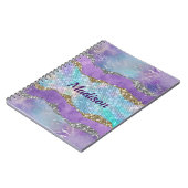 マーメイドスタイリッシュキラキラ紫ターコイズモノグラム ノートブック (左側)