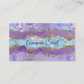 マーメイドスタイリッシュキラキラ紫ターコイズモノグラム 名刺 (正面)