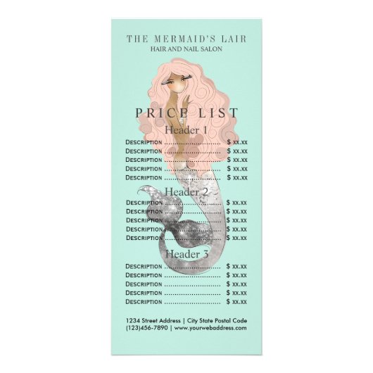 マーメイドスタイリッシュコーストフェミニンサロン ラックカード (正面)