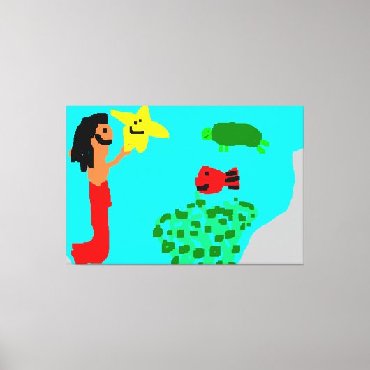 マーメイドスターフィッシュウミガメ海藻海ライフアート キャンバスプリント (正面)