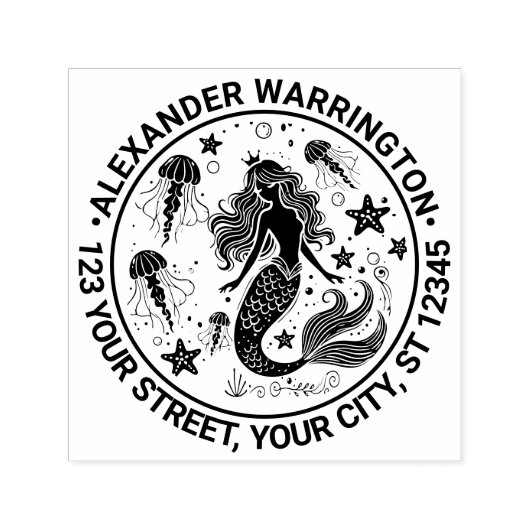 マーメイドスターフィッシュクラゲ名差出人住所 セルフインキングスタンプ (デザイン)