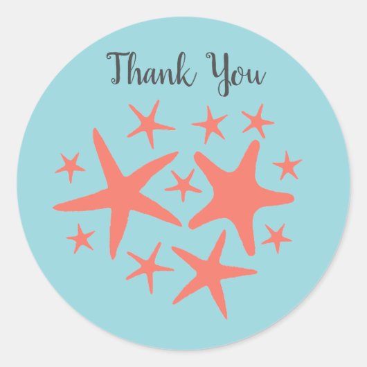 マーメイドスターフィッシュ海ビーチパーティーシール ラウンドシール (正面)