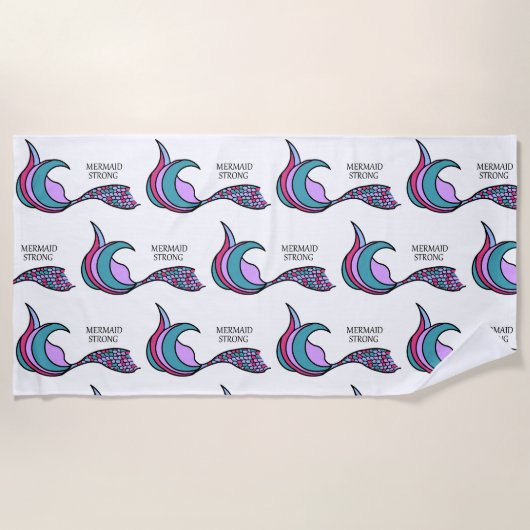 マーメイドストロングマーメイドテールビーチタオル ビーチタオル (正面)