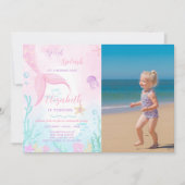 マーメイドストーリー誕生日招待状と写真 招待状 (正面)