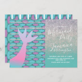 マーメイドスフェイクパープル誕生日 招待状 (正面/裏面)