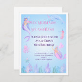 マーメイドスプラッシュバッシュ誕生日招待状 (正面/裏面)