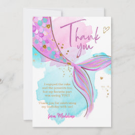 マーメイドスプラッシュプールガールサンキューカード 招待状