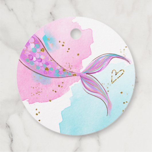 マーメイドスプラッシュプールパーティーガール誕生日 フェイバータグ (裏面)