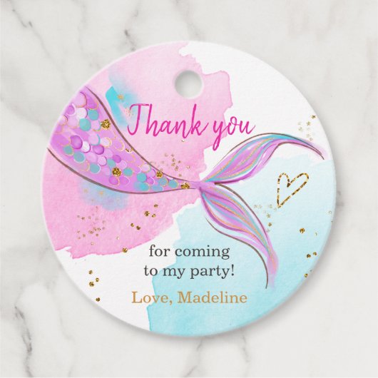 マーメイドスプラッシュプールパーティーガール誕生日 フェイバータグ (正面)