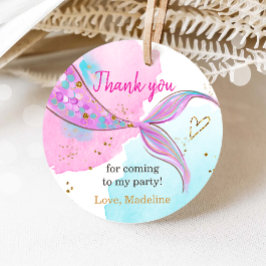 マーメイドスプラッシュプールパーティーガール誕生日 フェイバータグ