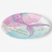 マーメイドスプラッシュプールパーティーガール誕生日 ペーパープレート (アングル)