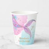 マーメイドスプラッシュプールパーティーガール誕生日 紙コップ (正面)