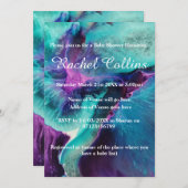 マーメイドスプラッシュ抽象芸術ベビーシャワー招待状 招待状 (正面/裏面)