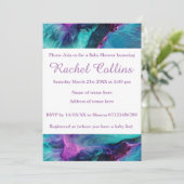 マーメイドスプラッシュ抽象芸術ベビーシャワー招待状 招待状 (スタンド正面)