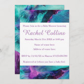 マーメイドスプラッシュ抽象芸術ベビーシャワー招待状 招待状 (正面/裏面)