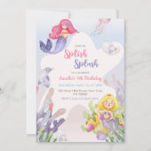 マーメイドスプラッシュ4th誕生日パーティー 招待状 (正面)