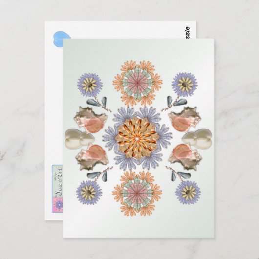 マーメイドズガーデンシェルユニークアートデザイン ポストカード (正面/裏面)