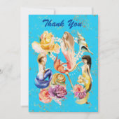 マーメイドズドリームロマンチック花模様と真珠 サンキューカード (正面)
