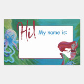 マーメイドタコ、ブルーアクアレッドグリーン名タグ 長方形シール (正面)